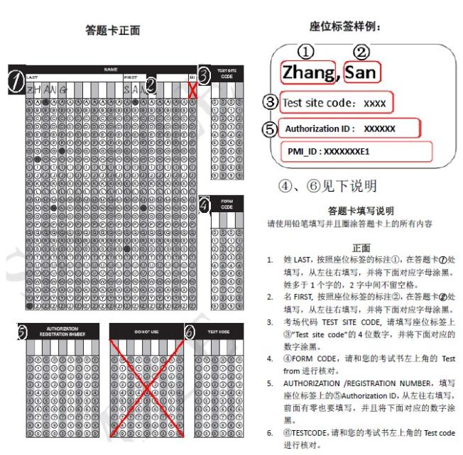 PMP考試答題卡